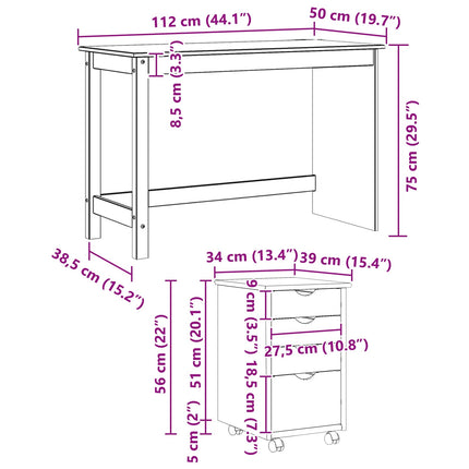 Skrivbordsskickset 2 st Svart Massiv furu