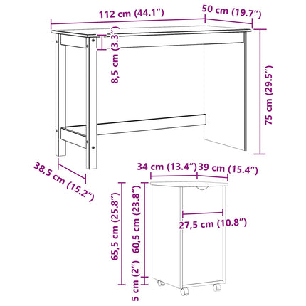 Skrivbordsskickset 2 st Svart Massiv furu