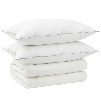 Täcke och kudde set 3 st 140x220 cm 4 årstider 350 GSM Ull Vit