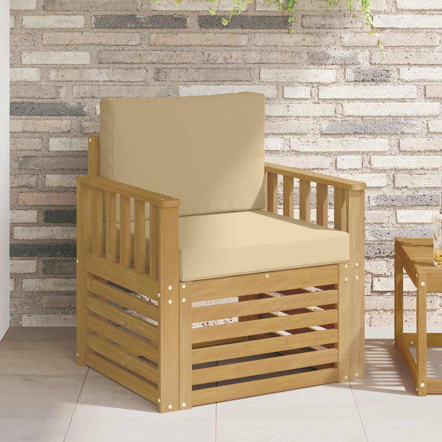 2 Stycke Utomhussoffset Polyester Vit och beige