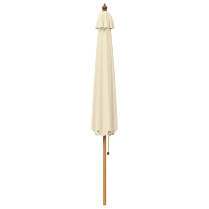Trädgårdsparasol Ø 300 x 248 cm Massiv Eukalyptus Trä Gräddvit