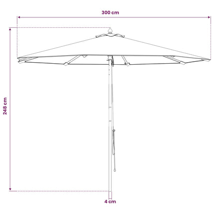 Trädgårdsparasol Ø 300 x 248 cm Massiv Eukalyptus Trä Gräddvit