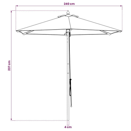 Trädgårdsparasol Ø 240 x 237 cm Massiv Eukalyptus Trä Antracit