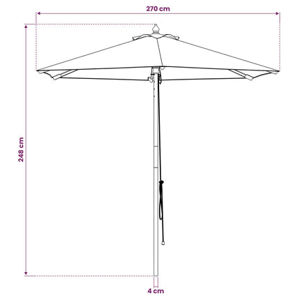 Trädgårdsparasol Ø 270 x 248 cm Massiv Eukalyptus Trä Antracit