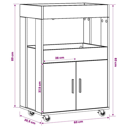 Barvagn Ekträ 60 x 39.5 x 89 cm Konstruerat trä
