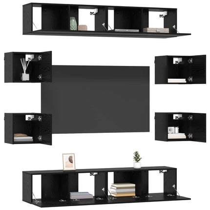 TV-bänkset 8 pcs 80 x 30 x 30 cm Svart ek Konstruerat trä