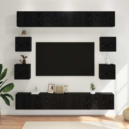 TV-bänkset 8 pcs 100 x 30 x 30 cm Svart ek Konstruerat trä