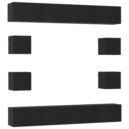 TV-bänkset 8 pcs 100 x 30 x 30 cm Svart ek Konstruerat trä
