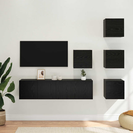 TV-bänkset 6 pcs 60 x 30 x 30 cm Svart ek Konstruerat trä