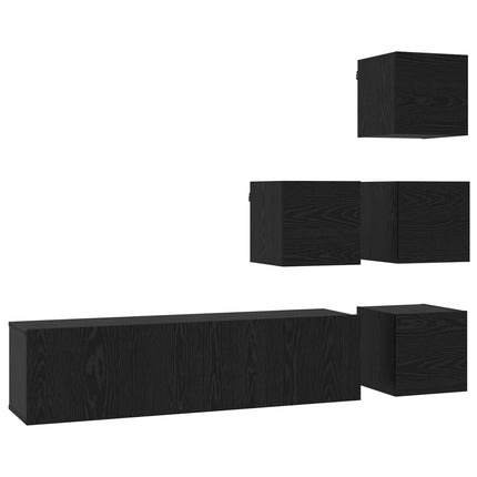 TV-bänkset 6 pcs 60 x 30 x 30 cm Svart ek Konstruerat trä