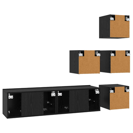 TV-bänkset 6 pcs 60 x 30 x 30 cm Svart ek Konstruerat trä