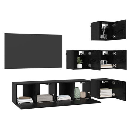 TV-bänkset 6 pcs 60 x 30 x 30 cm Svart ek Konstruerat trä