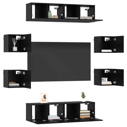 TV-bänkset 8 pcs 120 x 30 x 30 cm Svart ek Konstruerat trä