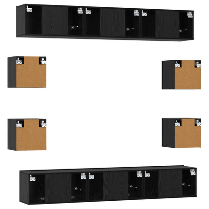 TV-bänkset 10 pcs 180 x 30 x 30 cm Svart ek Konstruerat trä