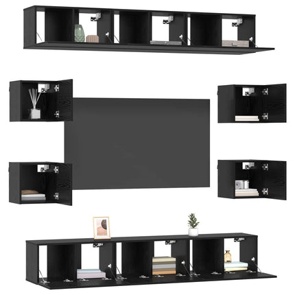 TV-bänkset 10 pcs 180 x 30 x 30 cm Svart ek Konstruerat trä