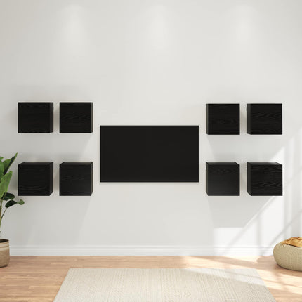 Väggmonterat TV-förråd 8 pcs Svart ek 30,5 x 30 x 30 cm