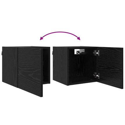 Väggmonterat TV-förråd 8 pcs Svart ek 30,5 x 30 x 30 cm