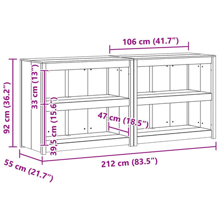 Uteköksskåp MEPPEL 2 pcs Vit 212 x 55 x 92 cm Massiv furu