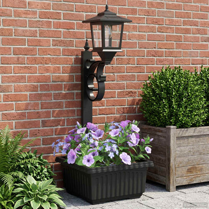 Pollare med Blomlåda Svart 29 x 28 x 74 cm ABS och PP