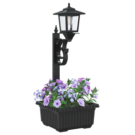 Pollare med Blomlåda Svart 29 x 28 x 74 cm ABS och PP