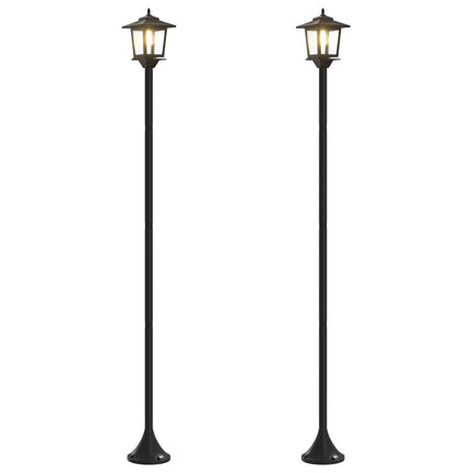 Lampstolpsset with LED Bulb 2 st Svart 16 x 16 x 156 cm