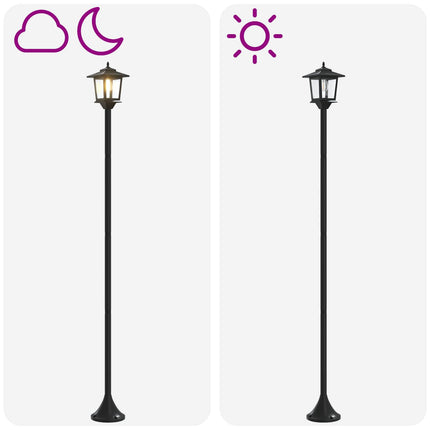Lampstolpsset with LED Bulb 2 st Svart 16 x 16 x 156 cm