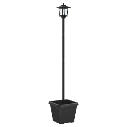 Solamp för stolpe med planteringskruka Svart 32 x 32 x 158 cm