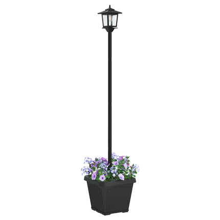 Solamp för stolpe med planteringskruka Svart 32 x 32 x 158 cm
