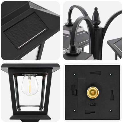3-Huvud Lampstolpe with LED Bulb Svart 16 x 16 x 187 cm