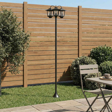 3-Huvud Lampstolpe with LED Bulb Svart 16 x 16 x 187 cm