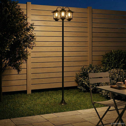 3-Huvud Lampstolpe with LED Bulb Svart 16 x 16 x 187 cm