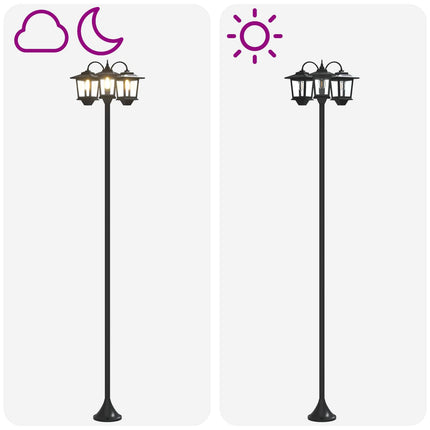 3-Huvud Lampstolpe with LED Bulb Svart 16 x 16 x 187 cm
