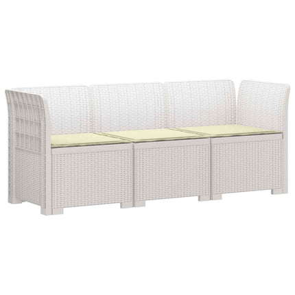 3-sits trädgårdsoffa med kuddar Rattan-look 3-sits PP Vit