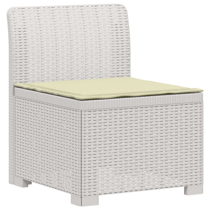 3-sits trädgårdsoffa med kuddar Rattan-look 3-sits PP Vit