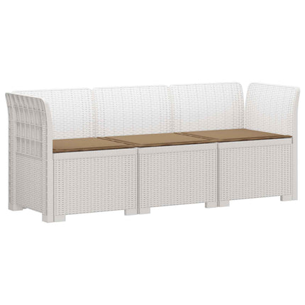3-sits trädgårdsoffa med kuddar Rattan-look 3-sits PP Vit