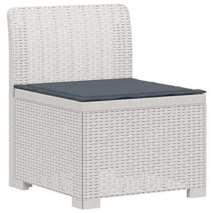 3-sits trädgårdsoffa med kuddar Rattan-look PP Vit