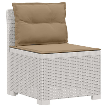 3-sits trädgårdsoffa med kuddar Rattan-look 3-sits PP Vit
