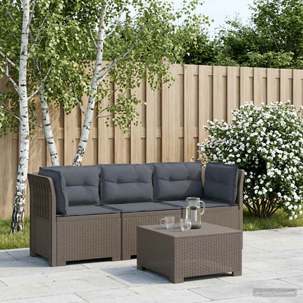 3-sits trädgårdsoffa med kuddar Rattan-look 3-sits PP Ljusgrå