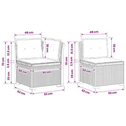 3-sits trädgårdsoffa med kuddar Rattan-look 3-sits PP Ljusgrå