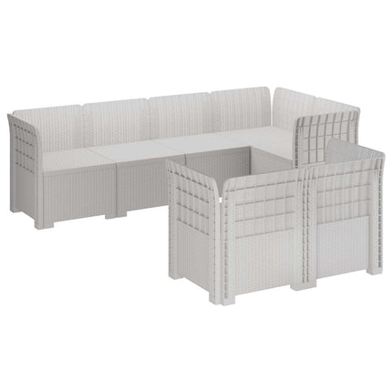 7-sits Soffa för Trädgård Rattanlook PP Vit