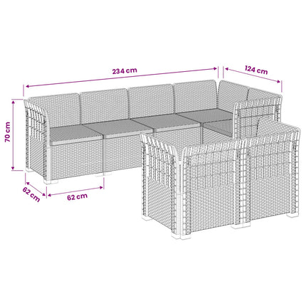 7-sits Soffa för Trädgård Rattanlook PP Vit