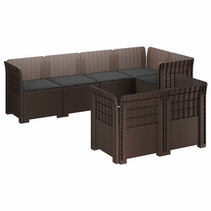 7-sits Soffa med Kuddar Rattanlook PP Brun