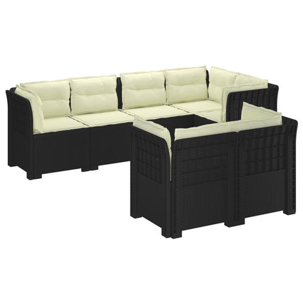 7-sits Soffa med Kuddar Rattanlook PP Antracit