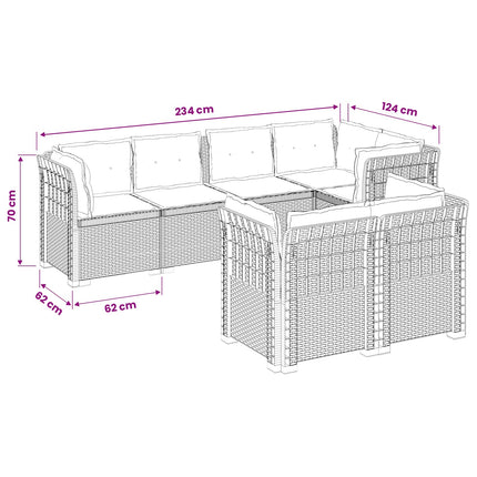 7-sits Soffa med Kuddar Rattanlook PP Antracit