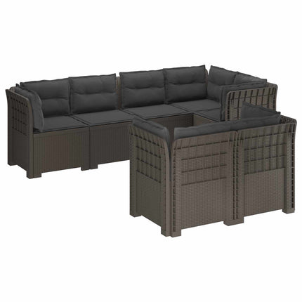 7-sits Soffa med Kuddar Rattanlook PP Ljusgrå