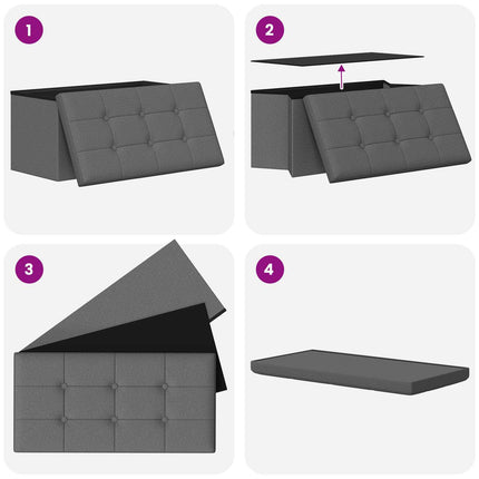 Fällbar Förvaringsbänk Ljusgrå 180 kg 80 L 77 x 38 x 38 cm