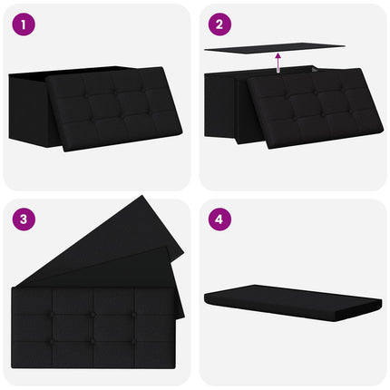 Fällbar Förvaringsbänk Svart 180 kg 80 L 77 x 38 x 38 cm Linne