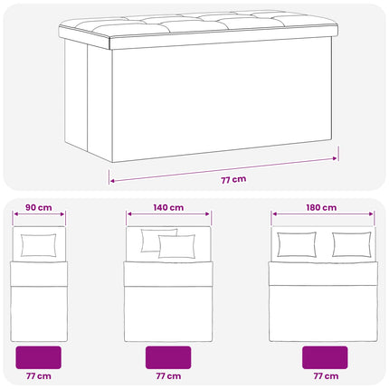 Fällbar Förvaringsbänk Svart 180 kg 80 L 77 x 38 x 38 cm Linne