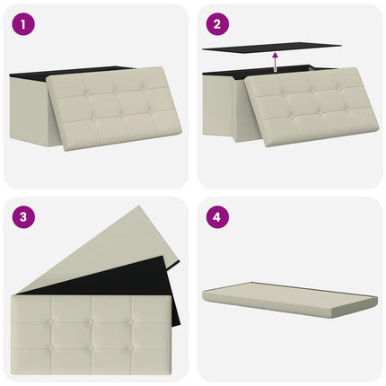 Fällbar Förvaringsbänk Vit 180 kg 80 L 77 x 38 x 38 cm Linne