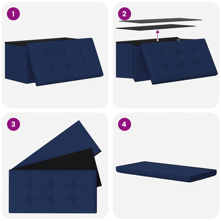 Fällbar Förvaringsbänk Blå 180 kg 80 L 77 x 38 x 38 cm Linne